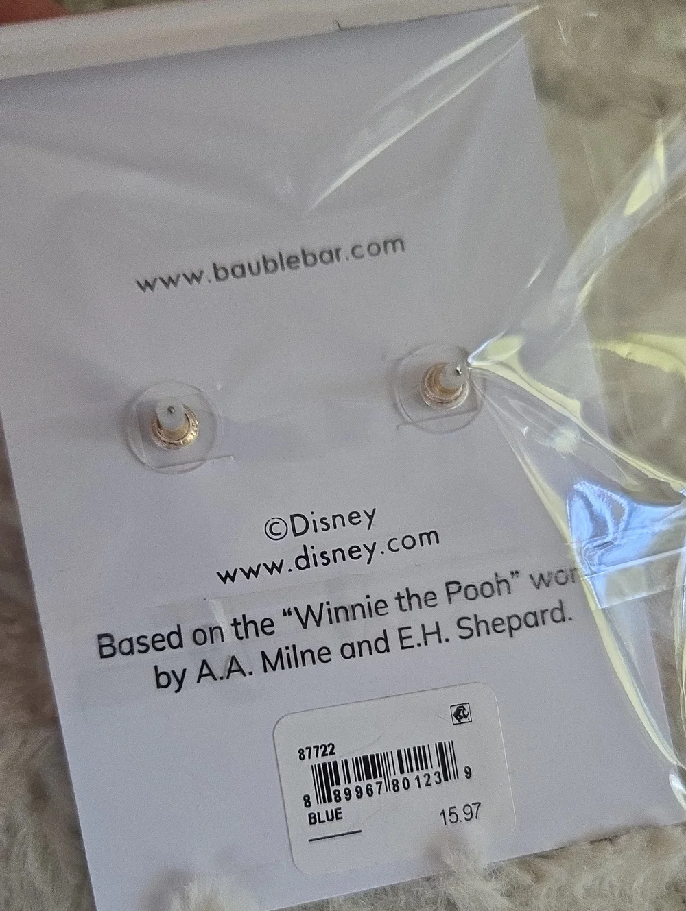 Disney Eeyore Pink & Light Blue Enamel Stud Earrings